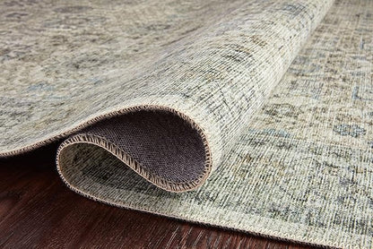 Loloi Skye Collection 2'-3" x 3'-9" Accent Rug in Natural / Sage - Soft Thick Area Rug, Vintage Inspired Distressed Area Rug, Non-Shedding Rug for Living Room, Bedroom, Dining Area