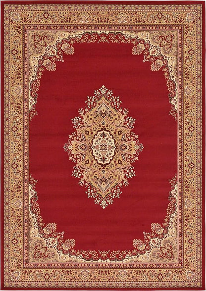 Unique Loom Reza Collection Traditional Persian Style Area Rug, Rectangular 7' 1" x 10' 0", Burgundy/Ivory