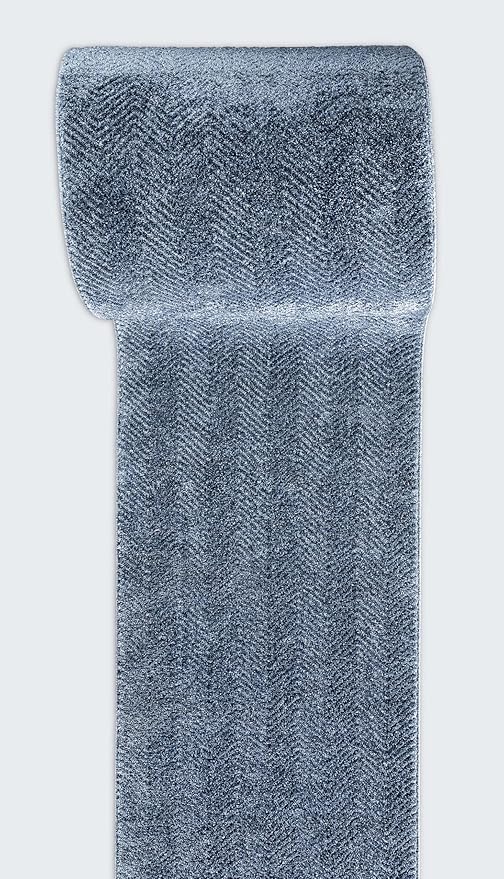 Well Woven Custom Size Hallway & Stair Runner- Harlow Pompeii Blue 27 Inches Wide x 18 Feet Long Runner (27" x 18') Runner Rug - Modern Chevron Pattern, Ultra-Soft, Easy-Clean