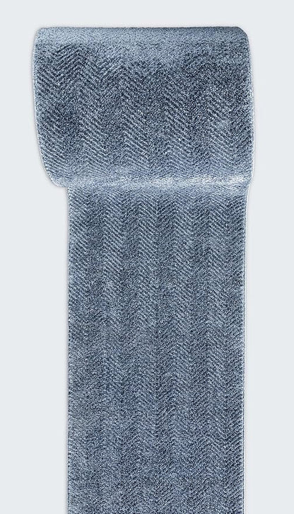 Well Woven Custom Size Hallway & Stair Runner- Harlow Pompeii Blue 31 Inches Wide x 45 Feet Long Runner (31" x 45') Runner Rug - Modern Chevron Pattern, Ultra-Soft, Easy-Clean