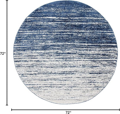 SAFAVIEH Adirondack Collection Area Rug - 6' Round, Navy & Ivory, Modern Ombre Design, Non Shedding & Easy to Clean, Ideal for Living Room, Bedroom, Office, Dining Space (ADR113N)