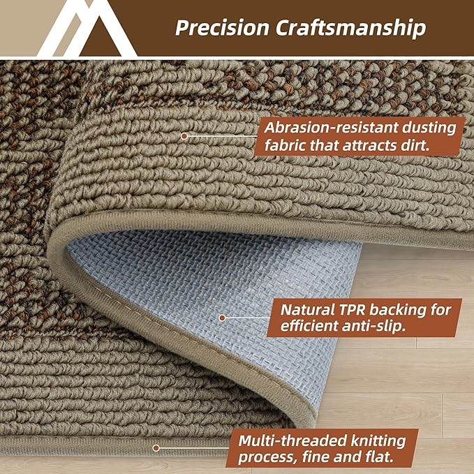 COSY HOMEER Non-Slip Door Mat 24"x36", Entryway Rugs Low Profile Absorbent Dirt Trapper Doormat for Front Entrance, Washable Polypropylene Entry Mat (Beige)
