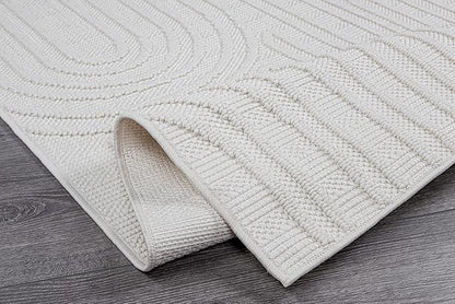 Beverly Rug Micro Loop Area Rug White 5x7 Modern Luxury Soft Circle Geometric Durable Indoor Area Rugs for Living Dining Room Office Stain Resistant Non Shedding Casual Indoor Carpet White 5 x 7