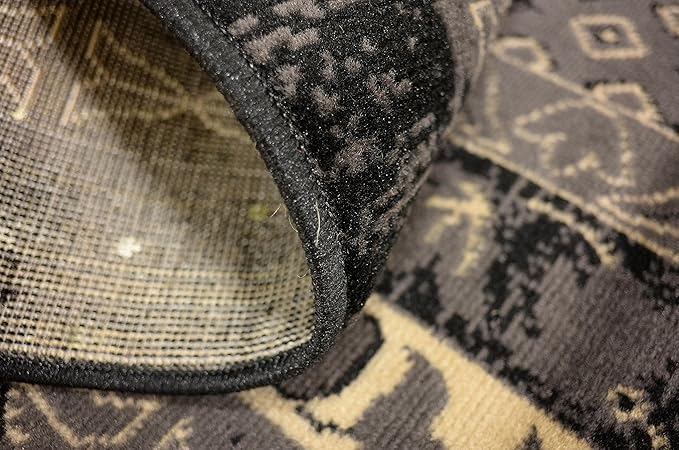 Unique Loom Taftan Collection Border Geometric Tribal Inspired Design Area Rug (9' 10 x 13' 0 Rectangular, Black/ Gray)