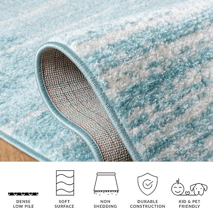 SAFAVIEH Adirondack Collection Area Rug - 5' Square, Aqua & Ivory, Modern Ombre Design, Non Shedding & Easy to Clean, Ideal for Living Room, Bedroom, Office, Dining Space (ADR113J)