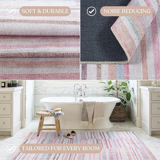 Oushak Rug, Turkish Vintage Floral Pastel Large Oversized Area Rugs for Living Room Dining Bedroom Kitchen Bathroom Nursery Runner Rugs (865MM, 2' x 3')