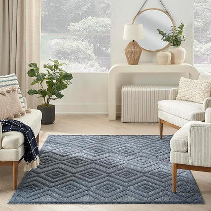 Nourison Home Versatile Navy Blue 6' x 9' Area Rug - Easy Clean, Non Shedding, Bed Room, Living Room, Dining Room, Kitchen (6' x 9')