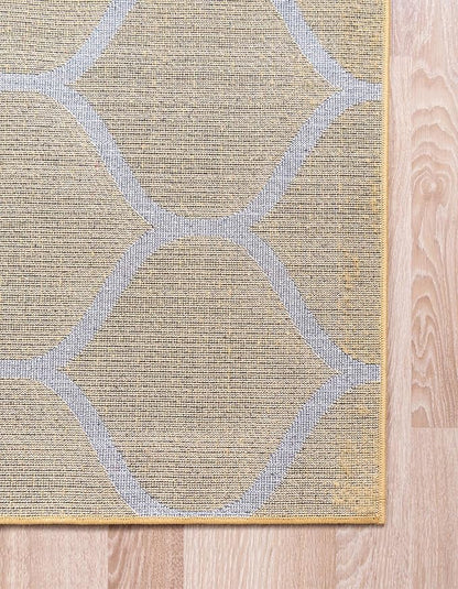 Rugs.com Lattice Frieze Collection Rug – 6' Square Yellow Medium Rug Perfect for Living Rooms, Kitchens, Entryways