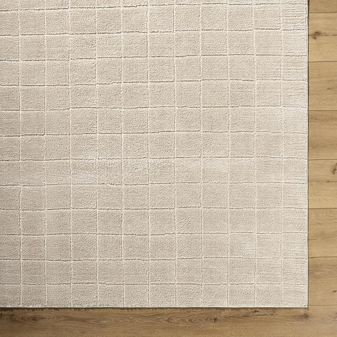 Livabliss x Our PNW Home Cascade Minimalist Grid Area Rug, 2'7" x 7'3", Light Beige