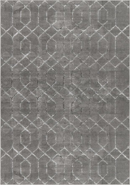 Marilyn Monroe Glam Collection Area Rug - Trellis (7'x 10' Rectangle, Gray Silver/ Silver)