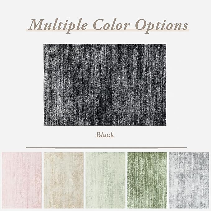 Black Rug for Bedroom Living Room,Bohemian Abstract 6x9 Area Rugs for Dining Room Under Table