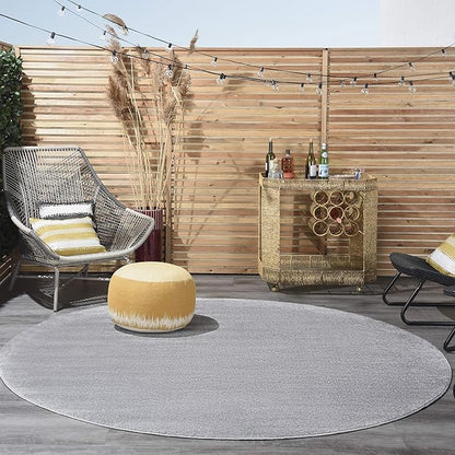 Nourison Home Nourison Essentials Silver Grey 8' x Round Area Rug - Easy Clean, Non Shedding, Bed Room, Living Room, Dining Room, Kitchen (8' x Round)