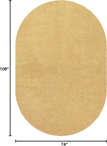 Eyely UES100B-6OV Supersoft Haze Solid Low-Pile Indoor Area Rug, Coastal, Bohemian, Minimalist, Classic, Casual for Bedroom,Kitchen,Living Room,Non Shedding,Easy-Washing, Yellow, 6 X 9 Oval