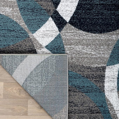 Rugshop Contemporary Modern Circles Abstract Runner Rug 2' x 7'2" Blue