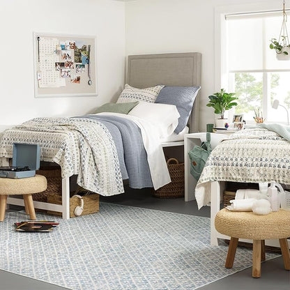 Dash and Albert Melange Diamond Machine Washable Area Rug - 5' x 8' Blue - Diamond Accent Rug - Anti-Slip Backing, Lightweight, Machine Washable, High Traffic Areas Kitchen, Mudroom, Laundry Room