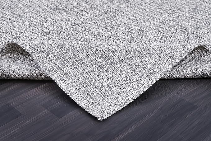 Easy Jute Rugs 8x10 Gray Color Living Room Indoor Outdoor Area Rug for Farmhouse Patio and Kitchen Rug High Traffic Washable Easy to Clean Solid Boho Woven Design Outside Carpet (8 x 10)