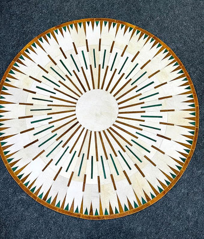 Sn Alef Home Round Designer Rug for Living Room | Handcrafted Black & White Boho Floor Carpet | Modern Ethnic Circular Mat for Home Décor & Meditation Space (White_7x7)