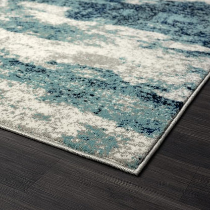 LUXE WEAVERS Modern Abstract Art Light Blue 4x5 Area Rug