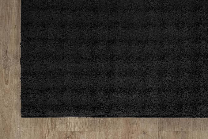 CAMILSON Modern Black Non Slip Door Mat Rug 2x3 Ultra Soft High Pile Entryway Rugs Non Skid Rubber Backing Durable & Easy to Clean Carpet for Kitchen Bathroom Indoor Use (2 x 3 Black)