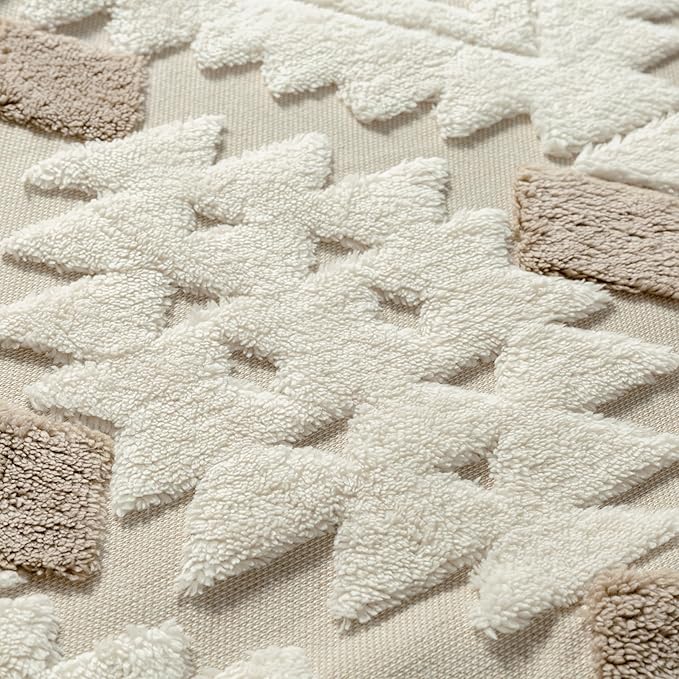 Ivory Brown 4x6 Area Rug Washable Moroccan Shag Office Carpet Non Slip Soft Neutral Boho Floor Mat Plush Pile Throw Rug for Entryway Kitchen Dining Room Bedroom Living Room