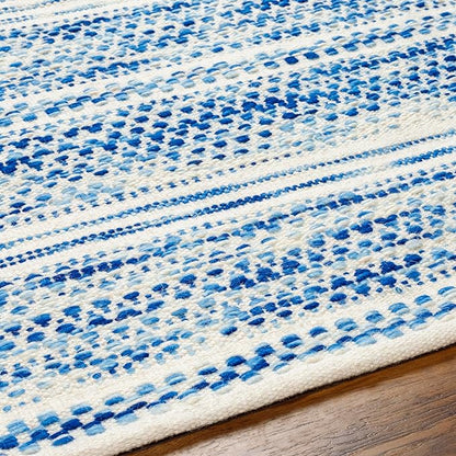 Mark&Day Wool Rugs, 9x12 Marie Global Dark Blue Area Rug, Blue Beige Carpet for Living Room, Bedroom or Kitchen (8'10" x 12')