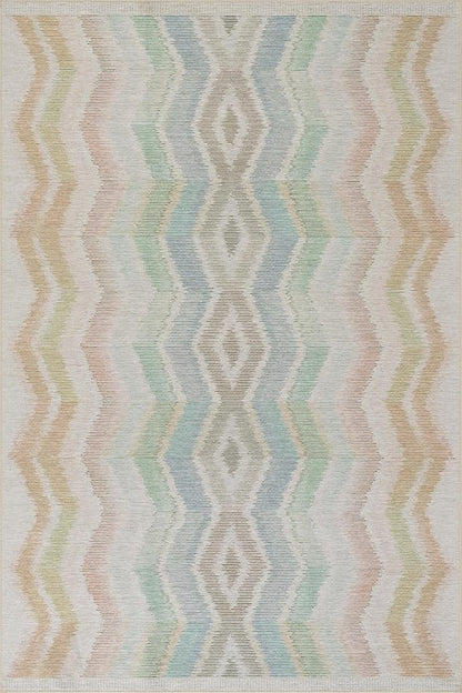 Dash & Albert Zarek Multi Machine Washable Rug, Runner-2.5 X 8 Feet, Multicolored/White Chevron Pattern