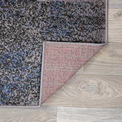 Rugshop Blue Modern Distressed Boxes Runner Rug — Non-Shedding for Hallway, Entryway and Kitchen 2' x 7'