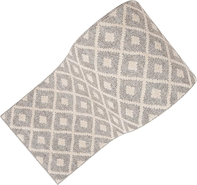 Well Woven Custom Size Hallway Stair Runner - Choose Your Length - Ainsley Ivory Diamond Trellis Geometric Tribal - 27 Inches Wide x 14 Feet Long Runner (27" x 14' Runner) Rug
