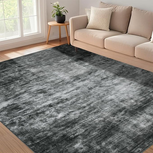 WILLSUN Washable Area Rugs, 6x9 Non-Slip Boho Large Area Rugs for Living Room, Bedroom, Machine Washable Vintage Rug, Indoor Floral Print Carpet for Home Decor, Kid & Pet Friendly Mat