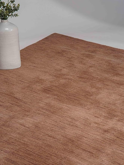 Hand Knotted Loom Wool ECO-Friendly Area Rugs - 3'x5', Rectangle, Light Brown Color, Solid Plain Design, High Pile Thick Handmade Anti Skid Rugs for Living Room (L00111)