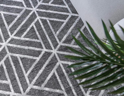 Rugs.com Lattice Trellis Collection Rug – 9' x 12' Gray Low-Pile Rug Perfect for Living Rooms, Large Dining Rooms, Open Floorplans