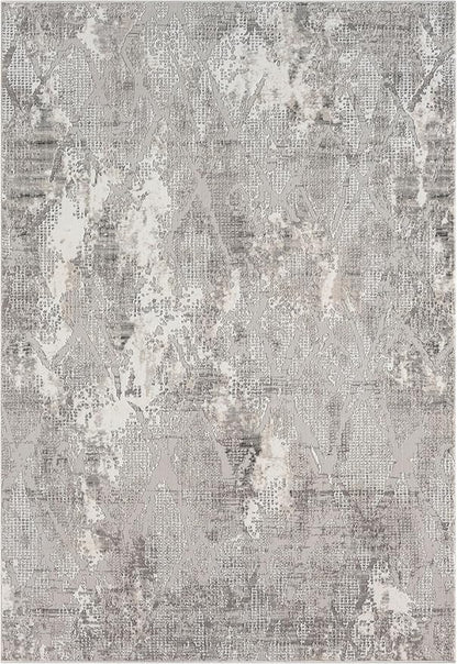 Adel Modern Area Rug for Living Room, 5x7 Rustic Distressed Abstract Gray Rug, Medium Pile Stain Resistant Carpet for Bedroom, Dining Room or Kitchen (5' x 7', Gray)