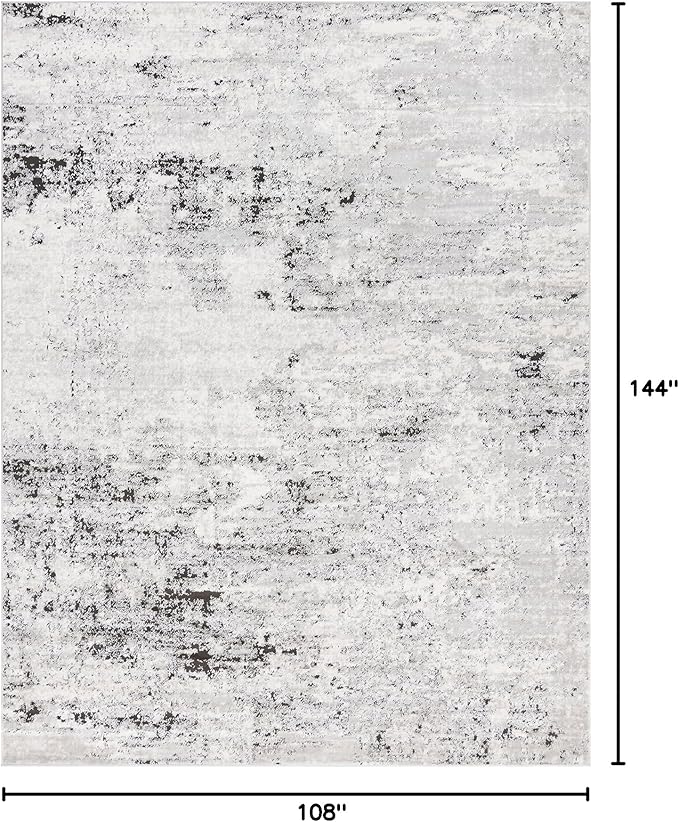 Rugs.com Leipzig Collection Area Rug – 9X12 Grey Low-Pile Rug Perfect for Living Rooms, Large Dining Rooms, Open Floorplans