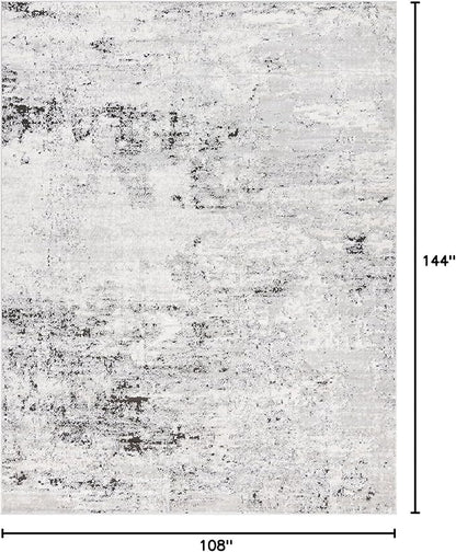 Rugs.com Leipzig Collection Area Rug – 9X12 Grey Low-Pile Rug Perfect for Living Rooms, Large Dining Rooms, Open Floorplans