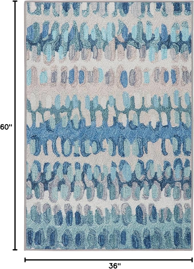 Dash and Albert Paint Chip Machine Washable Area Rug - 3' x 5' Blue - Geometric Accent Rug - Anti-Slip Backing, Lightweight, Machine Washable, High Traffic Areas Kitchen, Mudroom, Laundry Room