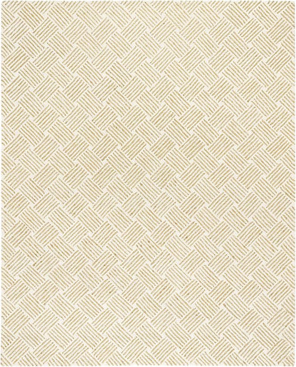 Dash & Albert Layers Ochre Hand Hooked Wool Rug, 7.5 X 9.5 Feet, Yellow/Orange Geometric Pattern - Premium Luxury Hotel Quality Soft Breathable Hypoallergenic Machine Washable Easy Care All Season