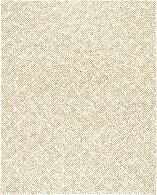 Dash & Albert Layers Ochre Hand Hooked Wool Rug, 7.5 X 9.5 Feet, Yellow/Orange Geometric Pattern - Premium Luxury Hotel Quality Soft Breathable Hypoallergenic Machine Washable Easy Care All Season