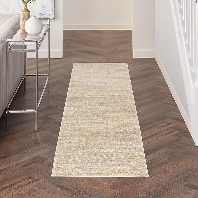 Nourison Home Nourison Essentials Ivory Gold 2'2" x 10' Area Rug - Easy Clean, Non Shedding, Bed Room, Living Room, Dining Room, Kitchen (10' Runner)