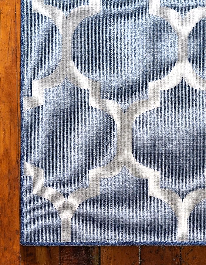 Rugs.com Lattice Collection Rug – 7' x 10' Dark Blue Medium Rug Perfect for Bedrooms, Dining Rooms, Living Rooms