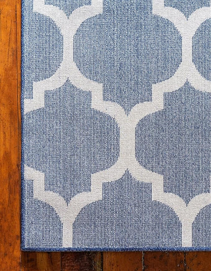 Rugs.com Lattice Collection Rug – 9' x 12' Dark Blue Medium Rug Perfect for Living Rooms, Large Dining Rooms, Open Floorplans