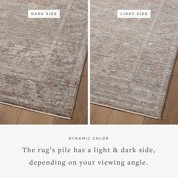 Loloi Magnolia Home by Joanna Gaines Millie Collection MIE-04 Brick/Fog 9'-6" x 9'-6", .25" Pile Height, Round Area Rug