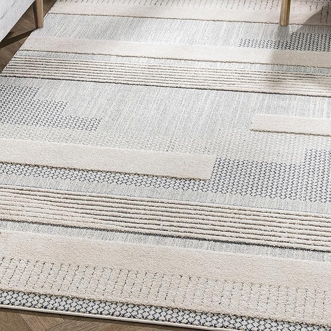 Well Woven Harlow Collection Briar Light Blue - Modern Tribal Minimalist Geometric 5x7 Area Rug - Ideal for Living Room, Dining Room & Bedroom - Durable, Stain Resistant & Easy to Clean