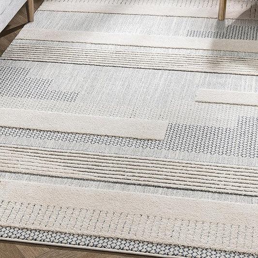 Well Woven Harlow Collection Briar Light Blue - Modern Tribal Minimalist Geometric 5x7 Area Rug - Ideal for Living Room, Dining Room & Bedroom - Durable, Stain Resistant & Easy to Clean