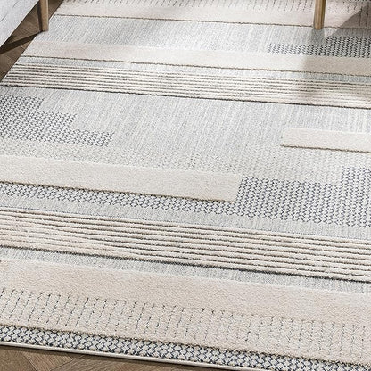 Well Woven Harlow Collection Briar Light Blue - Modern Tribal Minimalist Geometric 6x9 Area Rug - Ideal for Living Room, Dining Room & Bedroom - Durable, Stain Resistant & Easy to Clean