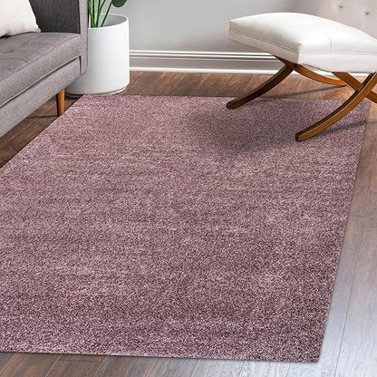 Eyely UES100R-8 Supersoft Haze Solid Low-Pile Indoor Area Rug Casual;Contemporary;Solid;Traditional, Bedroom, Kitchen, Living Room, Easy-Cleaning, Non-Shedding, 8 X 10, Light Purple