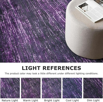 2x3 Modern Abstract Rug for Entryway, Purple White Super Soft Small Area Rug, Washable Non-Slip Kitchen Rugs, Low-Pile Mat for Bedside, Indoor Door Mat