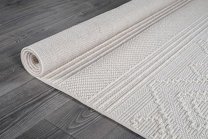 Beverly Rug Micro Loop Area Rug White 8x10 Modern Luxury Soft Boho Geometric Durable Indoor Area Rugs for Living Dining Room Office Stain Resistant Non Shedding Casual Indoor Carpet White 8 x 10