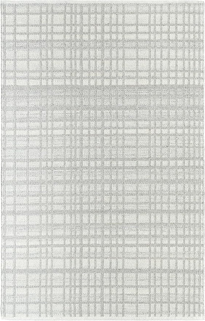 Mark&Day Wool Rugs, 5x8 Ishaq Solid and Border Light Grey Area Rug, Grey Ivory Carpet for Living Room, Bedroom or Kitchen (5' x 7'6")