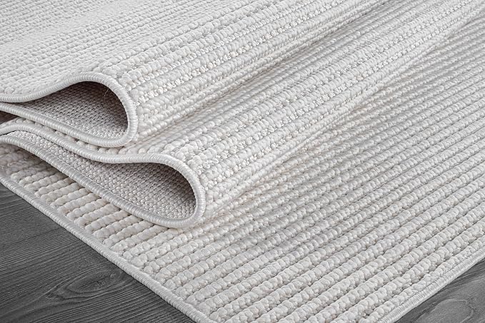 Beverly Rug Micro Loop Area Rug White 6x9 Modern Luxury Soft Trellis Geometric Durable Indoor Area Rugs for Living Dining Room Office Stain Resistant Non Shedding Casual Indoor Carpet White 6 x 9