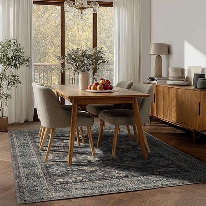 Area Rug Non Slip Machine Washable Ultra Soft Living Room/Bedroom/Kitchen/Outdoor/Classroom Silver, 5'×7'